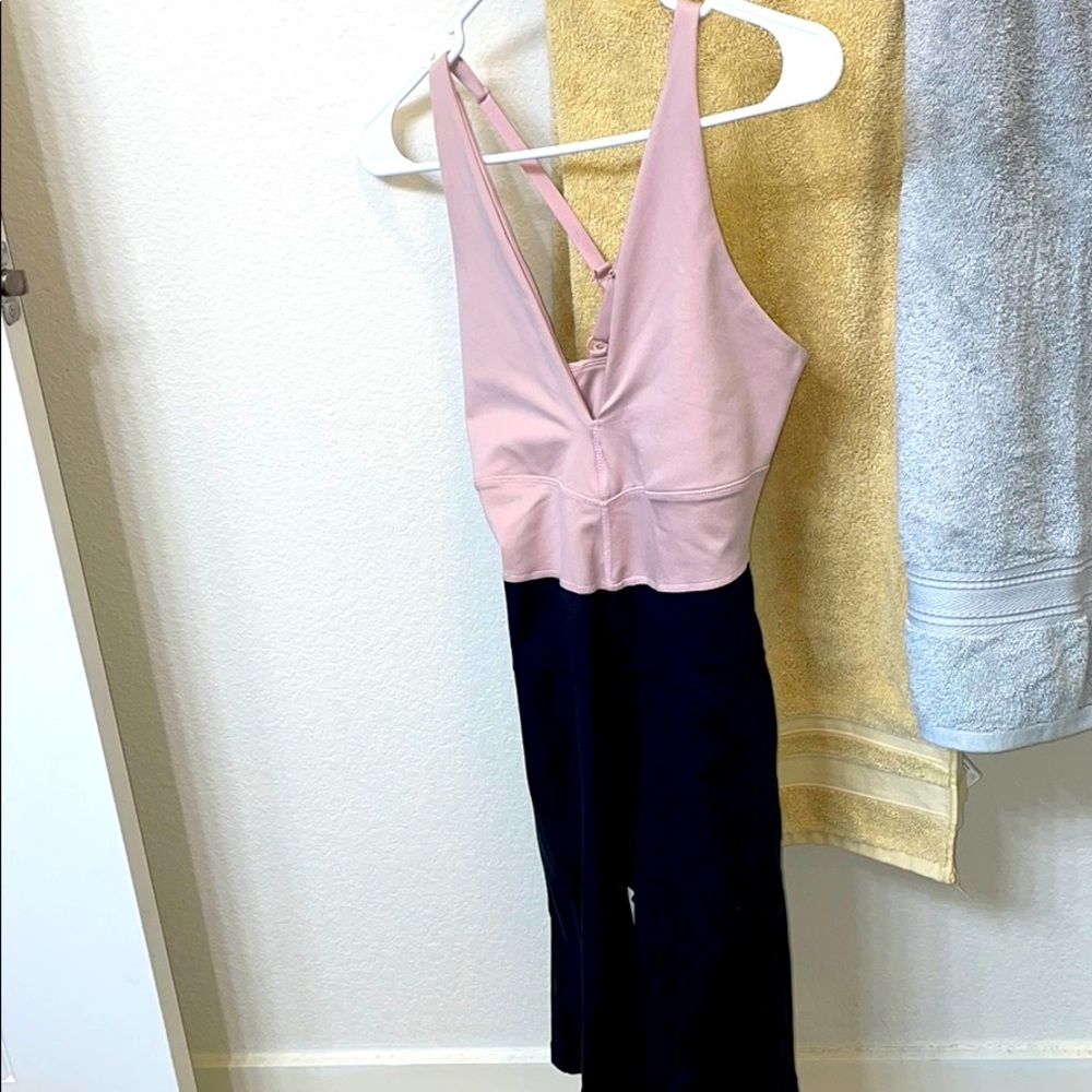 Sleeveless Pink and Black Two-Tone Jumpsuit